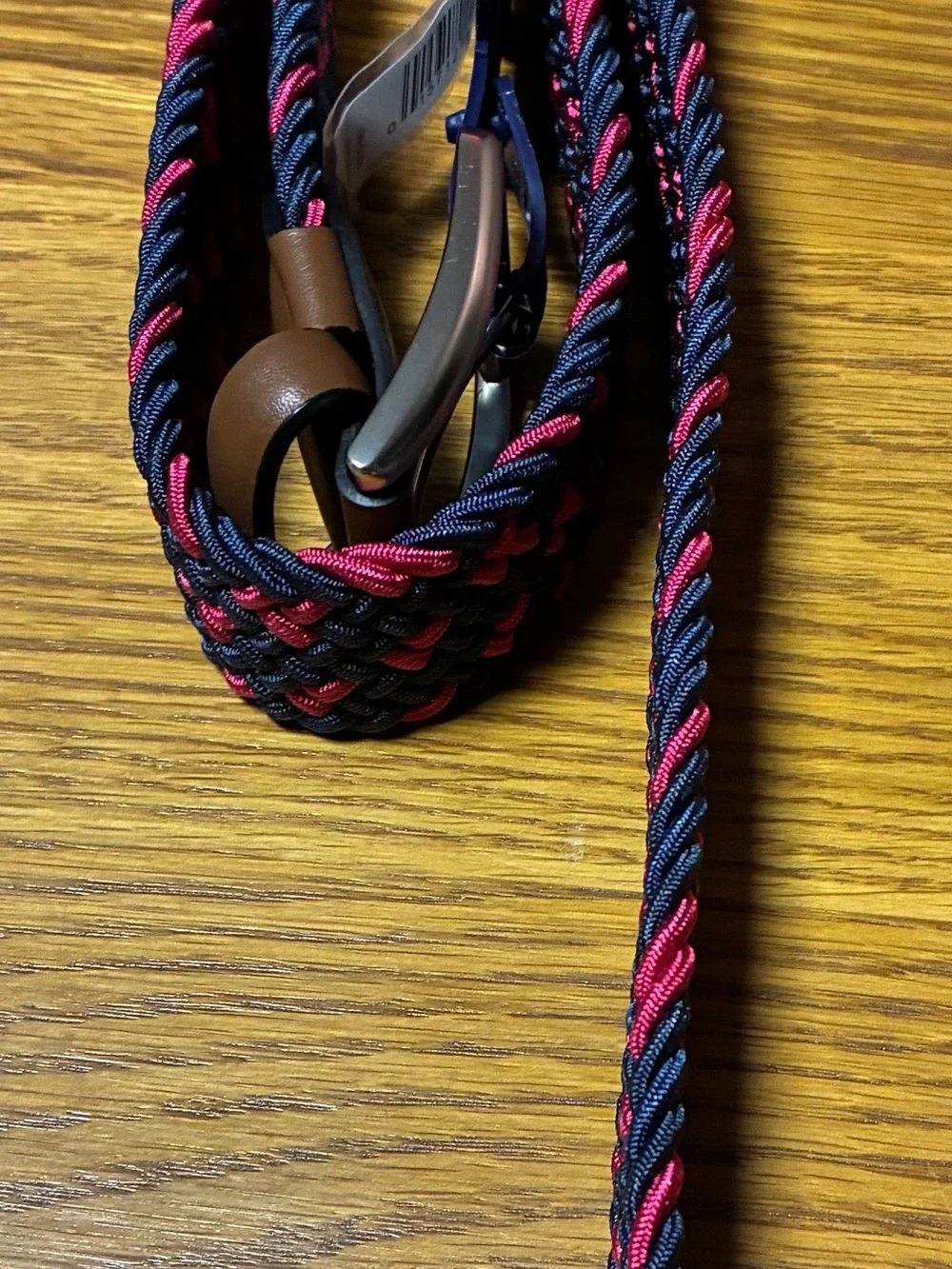Original Penguin by Munsingwear Mens Braided Elastic Stretch Belt Red Blue Woven